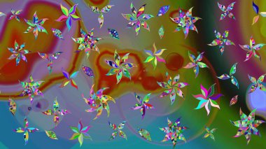 Karalama çiçekleri çizim kalıbı. Raster deseni. Sanat, çiçeklere ilham verir ve arka plan bırakır. Kahverengi el çizimi desen.