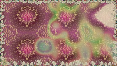 Raster illüstrasyonu. Tarafsız renklerde Asya tekstil tarzında. Kusursuz çiçek deseni.