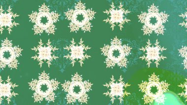 Yeşil renkli yeşil kar taneleri olan bir Noel kartı. Kar taneleri arka planda. Kış kartı Mutlu Noeller, yeni yıl ve mutlu bayramlar..