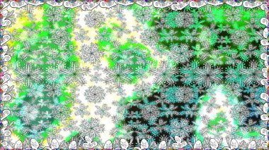 Sevimli çiçek raster deseni. Yeşil renkli çiçekler. Düz Çiçek Elementleri Tasarımı. Renkli Bahar Teması Kusursuz Arkaplan.