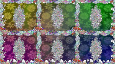 Raster illüstrasyonu. Yeşil renkli çiçekler. Kusursuz. Şirin çiçek elementleri..