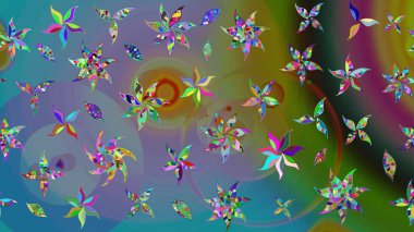 Renkli Bahar Teması eskiz kalıbı. Süslü kumaş deseni. Düz Çiçek Elementleri Tasarımı. Raster illüstrasyonunda çiçek deseni çizimi.