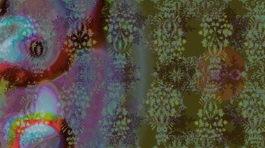 Çiçek tasarımı için inanılmaz bir kolaj cenneti tarzı. Parlak çiçekli kolaj çiçekleri yeşildir. Çiçekli zambaklar dikişsiz arkaplan.