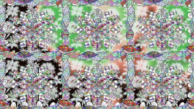 Tarafsız renklerde çiçekler. Düz Çiçek Elementleri Tasarımı. Raster illüstrasyonunda kusursuz çiçek deseni. Renkli Bahar Teması Kusursuz Arkaplan.