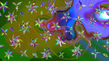 Raster deseni. Sanat, çiçeklere ilham verir ve arka plan bırakır. Karalama çiçekleri çizim kalıbı. Yeşil el çizimi desen.