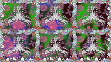 Raster illüstrasyonu. Renklerde güzel çiçekler ve yapraklar olan kusursuz desen, suluboya çiçek deseni, duvar kağıdı, kart veya kumaş için fayanslı.