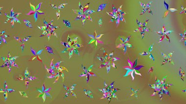 Bir sürü nötr ve soyut çiçekli tropik eskiz deseni. Varicoloneutral raster çizimi. Küçük çiçekte sevimli çiçek deseni var..