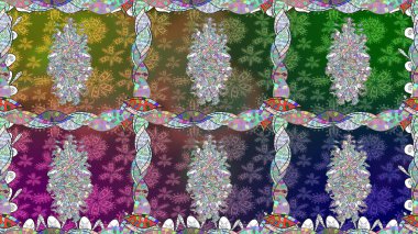 El çizimi. Güzel kumaş deseni. Çiçekler, dallar, bitkiler ve çiçekler. Raster illüstrasyonu.