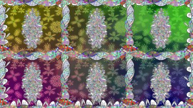 Çiçekli karalama şeklinde Raster çiçek deseni. Yumuşak, yeşil renkli bahar çiçekleri. Raster illüstrasyonu.