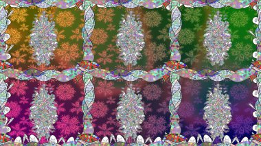 Çocuk stili. Düz Çiçek Elementleri Tasarımı. Çiçekli, kusursuz bir arkaplan. Renkli Bahar Teması Kusursuz Arkaplan.