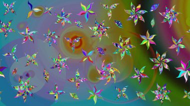 Raster illüstrasyonu. Küçük çiçekteki sevimli çiçek deseni. Yumuşak, mavi renkte yaz çiçekleri. Raster deseni.