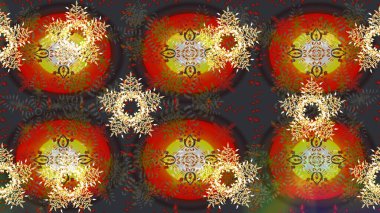 Kış kar taneleri, raster arka plan. Yüzey için tekrarlanan doku, ambalaj kağıdı, gri, kahverengi ve kırmızı renkler üzerine kar tanesi.