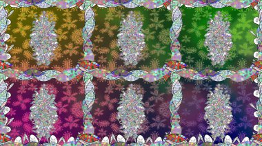 Raster Çiçek İllüstrasyonu güzel tekstil. Yeşil renkli etnik çiçeklerle kusursuz bir desen..