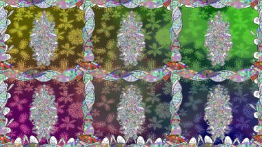 Çiçekli karalama şeklinde Raster çiçek deseni. Yumuşak, yeşil renkli bahar çiçekleri. Raster illüstrasyonu.