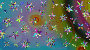 Çizim çiçek deseni duvar kâğıdı olarak kullanılabilir. Raster illüstrasyonu. Mavi renkte çiçekler.