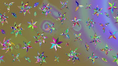 Tarafsız renklerde etnik çiçeklerle süslenmiş zarif bir eskiz. Raster Çiçek İllüstrasyonu güzel tekstil..