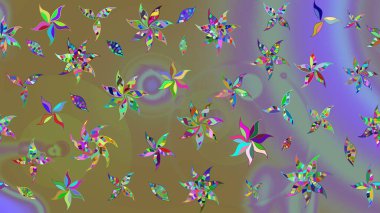 Çiçek ve yapraklı çiçek deseni. Raster illüstrasyonu. Küçük çiçekli şirin desen.