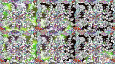 Soyut etnik raster kusursuz desen. Kabile sanatı boho baskısı, klasik çiçek arkaplanı. Arkaplan dokusu, duvar kağıdı, doğal renklerde çiçek teması.