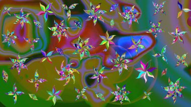 Manzaralı çiçek deseni. Sevgililer günü ve tebrik kartı konsepti için şık bir davetiye. Çiçek kompozisyonu, el boyası, hassas şablon. Üst manzara, yumuşak yeşil renk biçimi.