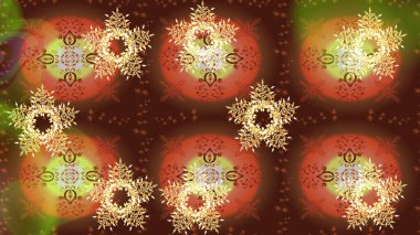 Soyut kar taneleri arkaplanda izole edilmiş düz dizayn. Kar taneleri deseni. Kar tanesi rengarenk desen. Raster illüstrasyonu. Raster kar taneleri arkaplanı.