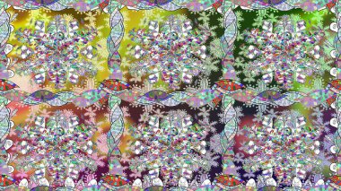 Güzel kumaş deseni. Düz Çiçek Elementleri Tasarımı. Renkli Bahar Temalı Kusursuz Arkaplan. Raster illüstrasyonunda kusursuz çiçek deseni.