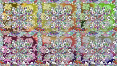 Tomurcukları çiçek olan sevimli bir çiçek deseni. Kumaş, tekstil, duvar kağıdı baskısı için. Eski usul. Raster illüstrasyonu. Raster. Kusursuz arkaplan.