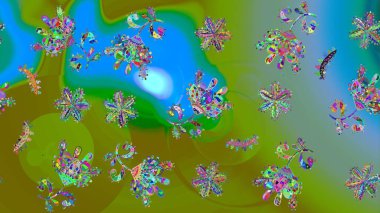 Düz Çiçek Elementleri Tasarımı. Yeşil renkli çiçekler. Renkli Yaz Temalı eskiz kalıbı. Çiçekli retro deseni çiz.