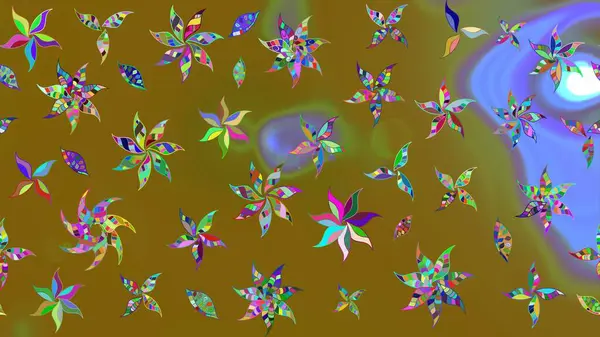 Asya tekstil tarzında. Raster illüstrasyonu. Raster illüstrasyonu. Çiçek desenli çizim. Kahverengi renkte çiçekler.