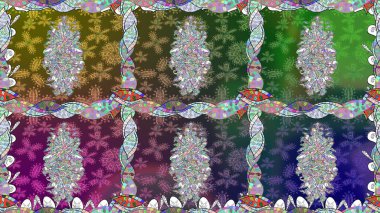 Sevimli çiçek raster deseni. Yeşil renkli çiçekler. Renkli Yaz Temalı Kusursuz Arkaplan. Düz Çiçek Elementleri Tasarımı.