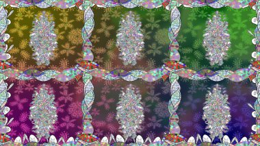 Raster Illustrasyon 'da moda olmayan çiçek deseni. Güzel kumaş deseni. Renkli Yaz Temalı Kusursuz Arkaplan. Düz Çiçek Elementleri Tasarımı.