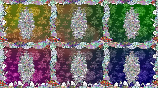 Düz Çiçek Elementleri Tasarımı. Raster illüstrasyonu. Renkli çiçek buketi suluboya. Renkli Bahar Teması Kusursuz Arkaplan.