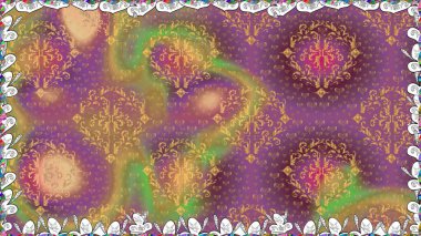 Raster illüstrasyonu. Mor renklerde. Raster deseni. Küçük çiçekteki sevimli çiçek deseni. Soyut çiçek pürüzsüz desen arkaplanı.