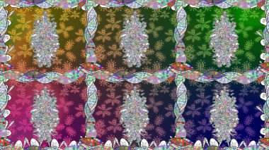 Yeşil renkte çiçekler. Renkli Bahar Temalı, pürüzsüz bir arka plan. Çiçekli, suluboya desenli kusursuz çiçek deseni. Düz Çiçek Elementleri Tasarım Raster illüstrasyonu.