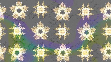 Kış kar tanesi, raster arka plan. Renkli arka planda izole kar taneleri. Yüzey için tekrarlanan doku, ambalaj kağıdı, gri ve nötr renkler. Raster illüstrasyonu.