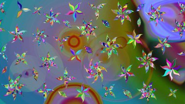 Halk tarzı. Parlak renkli çiçekleri ve mavi yaprakları olan harika bir çiçek deseni. Moda baskıları için zarif bir şablon. Modern çiçek arkaplanı.