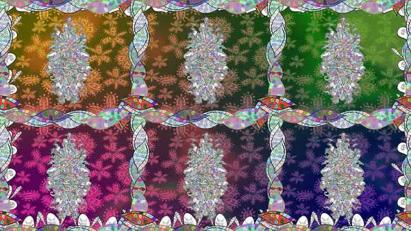 Küçük çiçekteki sevimli çiçek deseni. Raster illüstrasyonu. Yeşil renklerde. Raster deseni. Soyut çiçek pürüzsüz desen arkaplanı.