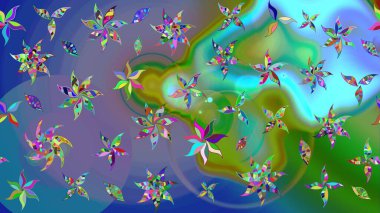 Kumaş desenli papatya çiçeği detayı. Mavi renkte çiçekler.