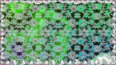 Yeşil renkli çiçekler. Raster illüstrasyonu. Raster illüstrasyonu. Asya tekstil tarzında. Kusursuz çiçek deseni.