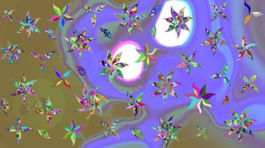 Renkli Bahar Teması eskiz kalıbı. Raster illüstrasyonu. Chichi 'nin kumaş kalıbını çiz. Düz Çiçek Elementleri Tasarımı. Çiçek deseni.