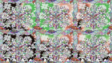 Güzel, pürüzsüz bir desen. Güzel kumaş deseni. Yazdır. Renkli Yaz Temalı Kusursuz Arkaplan. Düz Çiçek Elementleri Tasarımı. Raster çiçekli arka plan.