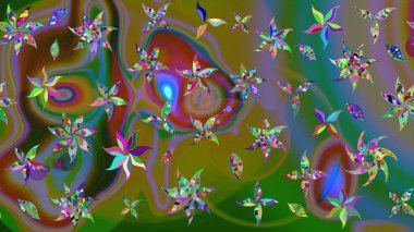 Çiçekli güzel suluboya desen. Kahverengi renklerde. Raster illüstrasyonu.