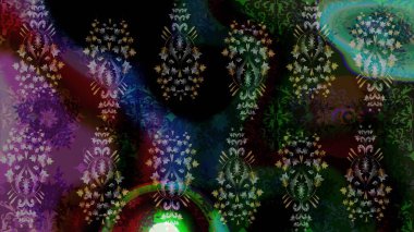 Yapraklı çiçekler ve papatya çiçekli siyah renkte papatyalar. Kusursuz bir arka plan modeli. Raster - stok.