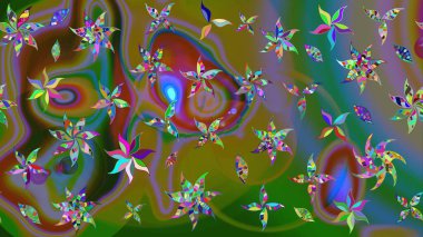 Çiçekli güzel suluboya desen. Kahverengi renklerde. Raster illüstrasyonu.