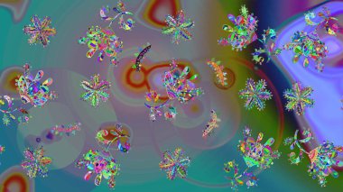 Şirin çiçekli eskiz deseni ve mavi renkli yapraklar, suluboya çiçek deseni, duvar kağıdı, kart veya kumaş için fayanslı. Raster illüstrasyonu.