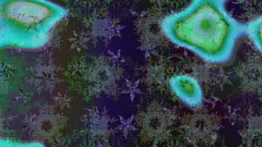 Renkli desenli, gri çiçekli ve dekoratif elementli kusursuz desen. Kusursuz bir geçmişi var. Raster illüstrasyonu. Kumaş, tekstil, duvar kağıdı baskısı için. Antika retro tarzı.