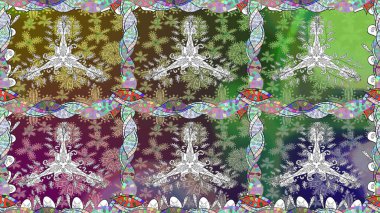 Şirin çiçekli kusursuz desen ve yeşil renkli yapraklar, suluboya çiçek deseni, duvar kağıdı, kart ya da kumaş için fayanslı. Raster illüstrasyonu.