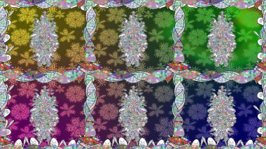 Raster illüstrasyonu. Renkli, pürüzsüz desen. Çiçek arkaplan. Çiçek duvar kâğıdı. Yeşil renklerde şirin tekstil.