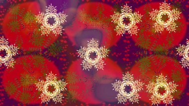 Raster illüstrasyonu. Kırmızı renkte kristal kar taneleri.