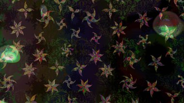 Siyah üzerine çiçekler. Eskiz arkaplan modeli. Suluboya, elle çizilmiş. Raster stoku.