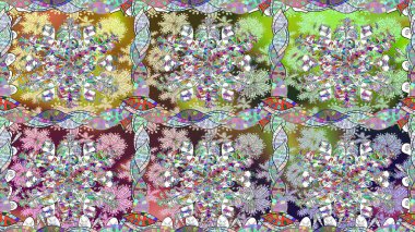 Kusursuz bir arka plan modeli. Suluboya, elle çizilmiş. Çiçekler boşta. Raster stoku.